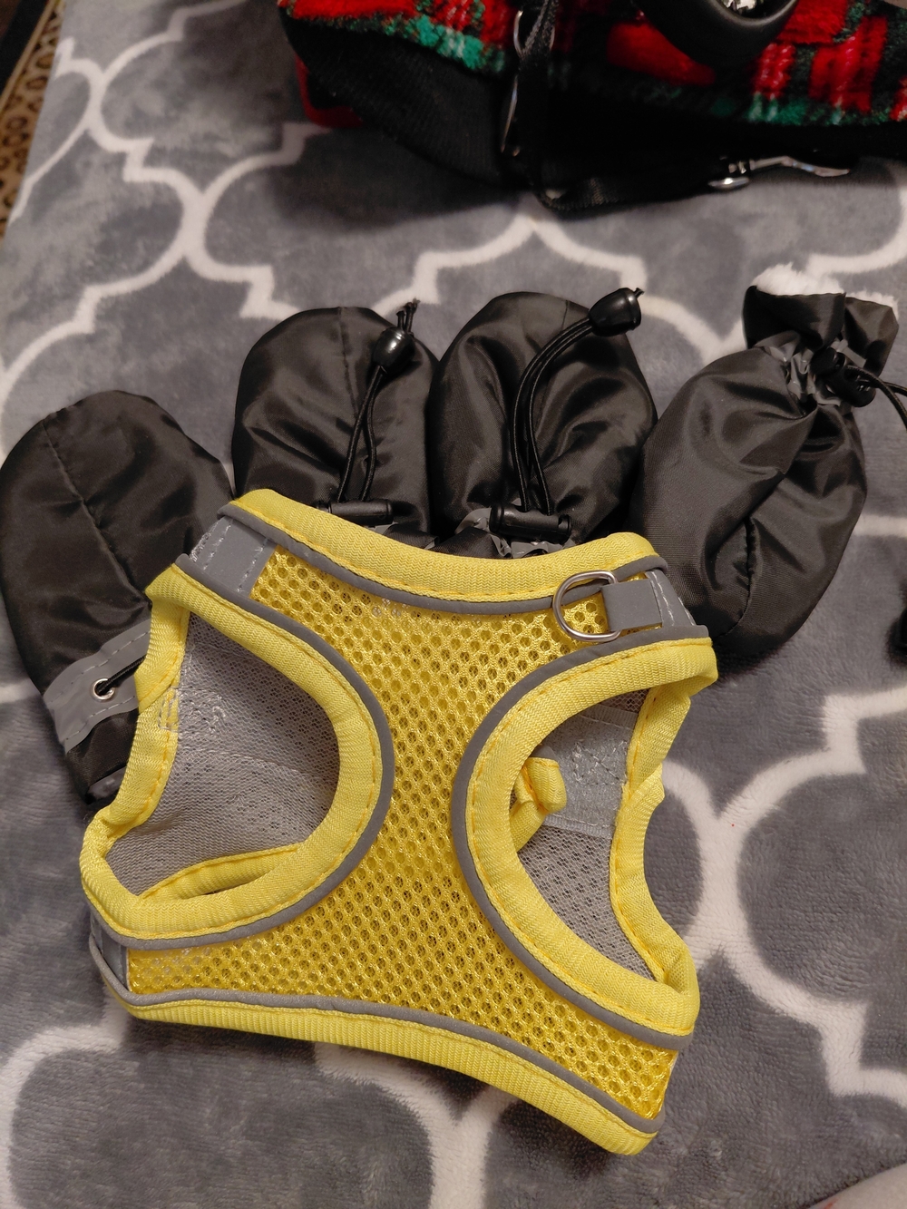 Yellow Mesh Small Pet Harness with Reflective Trim